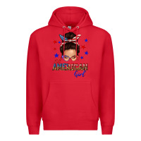 Red all american girl messy bun Premium Hoodie - texasbilliewilder