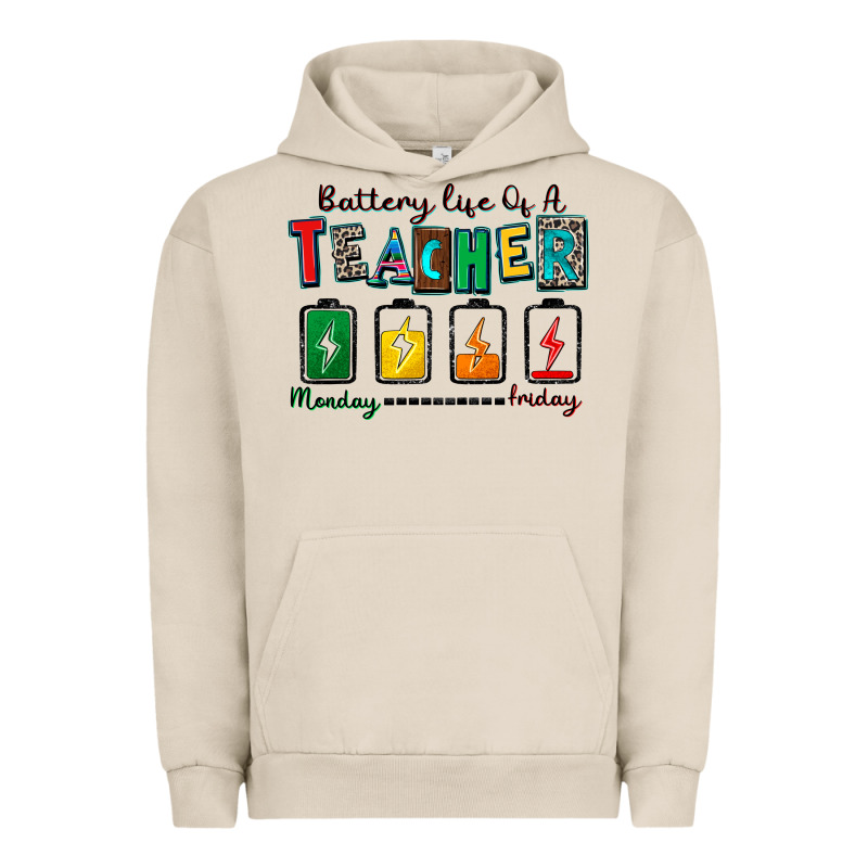 Battery Life Of A Teacher Urban Hoodie by Zillion Design Studio | Teevron
