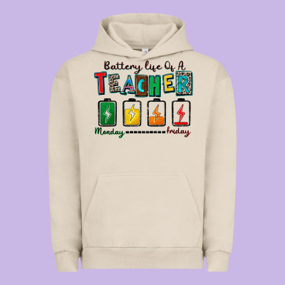 Battery Life Of A Teacher Urban Hoodie Designed By Zillion Design Studio