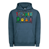 Pigment Midnight Navy battery life of a teacher Urban Hoodie - Zillion Design Studio
