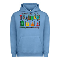 Pigment Pebble Blue battery life of a teacher Urban Hoodie - Zillion Design Studio