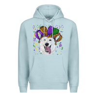 Blue Mist mardi gras hat  white shepherd Premium Hoodie - RanaPortraitStore