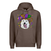 Coffee mardi gras hat  white shepherd Premium Hoodie - RanaPortraitStore