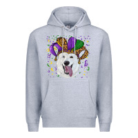 Heather Grey mardi gras hat  white shepherd Premium Hoodie - RanaPortraitStore