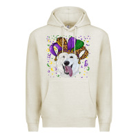 Oatmeal Heather mardi gras hat  white shepherd Premium Hoodie - RanaPortraitStore