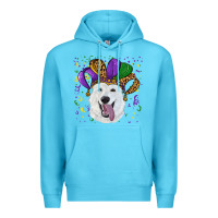 Ocean Blue mardi gras hat  white shepherd Premium Hoodie - RanaPortraitStore