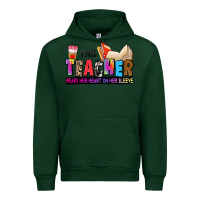 Forest Green this teacher wears her heart on her sleeve Urban Hoodie - Zillion Design Studio