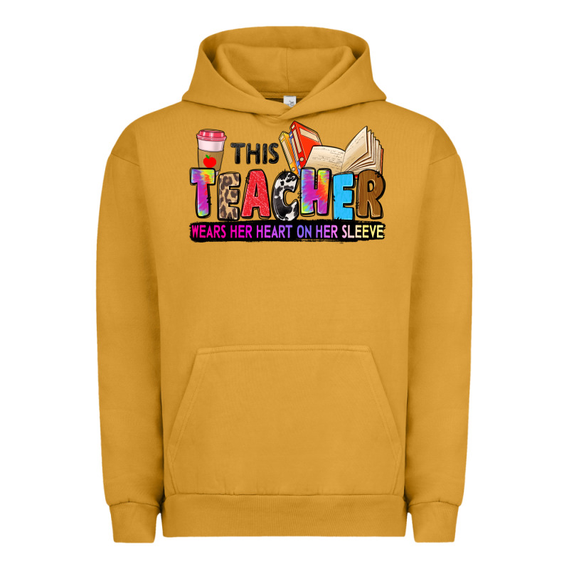This Teacher Wears Her Heart On Her Sleeve Urban Hoodie by Zillion Design Studio | Teevron