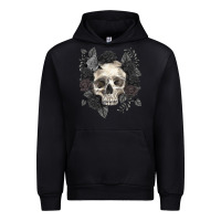 Black Floral skull Urban Hoodie - RanaPortraitStore