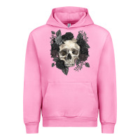 Fuchsia Pink Floral skull Urban Hoodie - RanaPortraitStore
