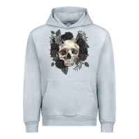 Heather Grey Floral skull Urban Hoodie - RanaPortraitStore