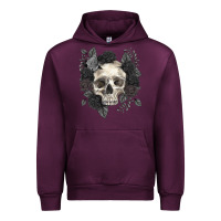Mauve Wine Floral skull Urban Hoodie - RanaPortraitStore