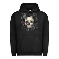 Pigment Black Floral skull Urban Hoodie - RanaPortraitStore