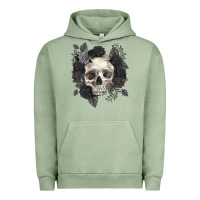 Pigment Oil Green Floral skull Urban Hoodie - RanaPortraitStore