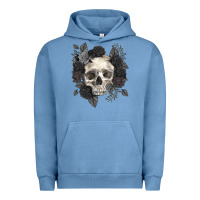 Pigment Pebble Blue Floral skull Urban Hoodie - RanaPortraitStore