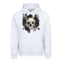 White Floral skull Urban Hoodie - RanaPortraitStore