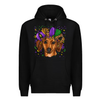 Black mardi gras hat dachshund Premium Hoodie - RanaPortraitStore