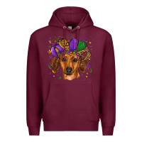 Burgundy mardi gras hat dachshund Premium Hoodie - RanaPortraitStore