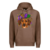 Chestnut mardi gras hat dachshund Premium Hoodie - RanaPortraitStore