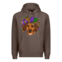 Coffee mardi gras hat dachshund Premium Hoodie - RanaPortraitStore