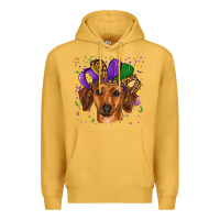 Mustard mardi gras hat dachshund Premium Hoodie - RanaPortraitStore