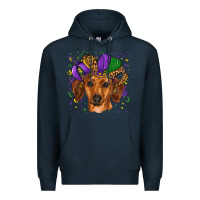 Navy mardi gras hat dachshund Premium Hoodie - RanaPortraitStore