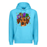 Ocean Blue mardi gras hat dachshund Premium Hoodie - RanaPortraitStore