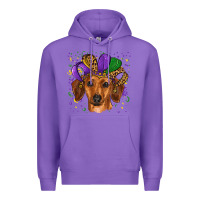 Purple mardi gras hat dachshund Premium Hoodie - RanaPortraitStore