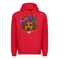 Red mardi gras hat dachshund Premium Hoodie - RanaPortraitStore