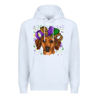 White mardi gras hat dachshund Premium Hoodie - RanaPortraitStore