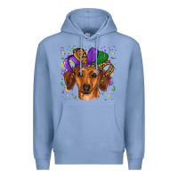 Colony Blue mardi gras hat dachshund Premium Hoodie - RanaPortraitStore