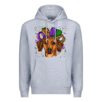 Heather Grey mardi gras hat dachshund Premium Hoodie - RanaPortraitStore