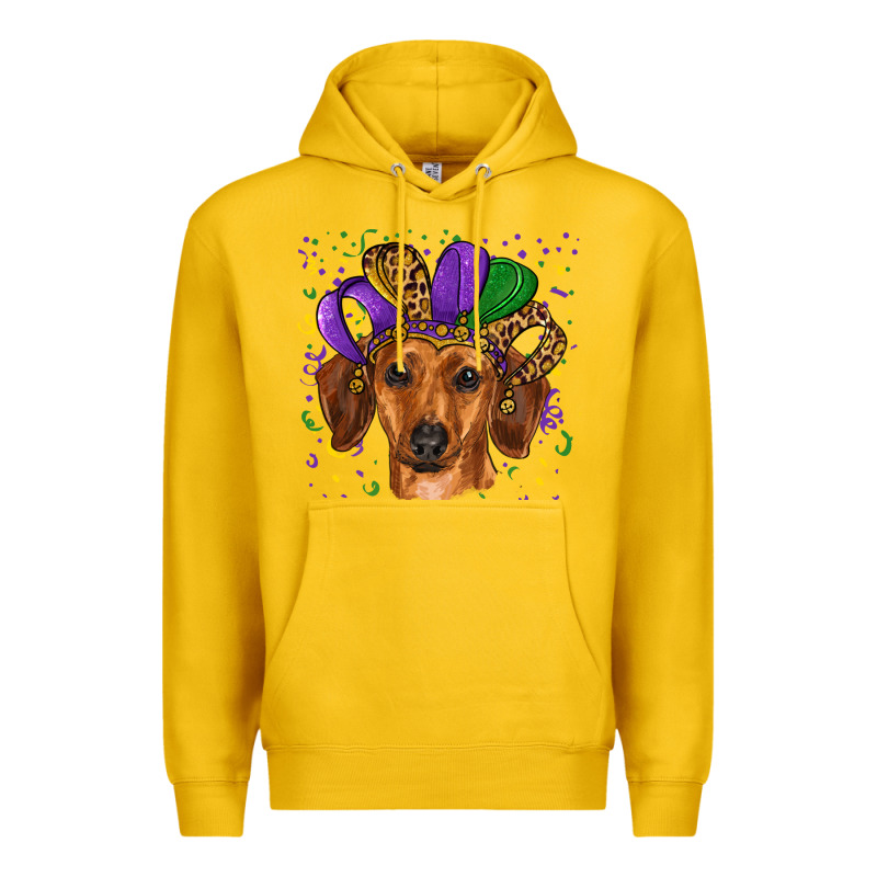 Mardi Gras Hat Dachshund Premium Hoodie by RanaPortraitStore | Teevron