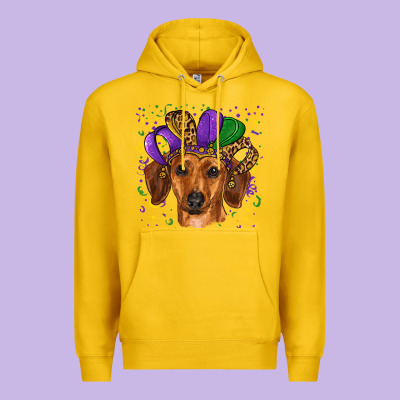 Mardi Gras Hat Dachshund Premium Hoodie Designed By Ranaportraitstore