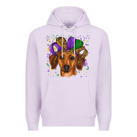 Lilac mardi gras hat dachshund Premium Hoodie - RanaPortraitStore