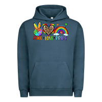 Pigment Midnight Navy peace love pride Urban Hoodie - Zillion Design Studio