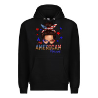 Black all american mama messy bun Premium Hoodie - texasbilliewilder