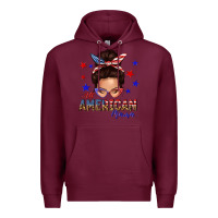 Burgundy all american mama messy bun Premium Hoodie - texasbilliewilder