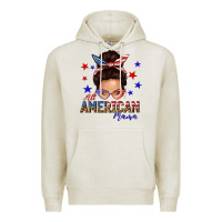 Oatmeal Heather all american mama messy bun Premium Hoodie - texasbilliewilder