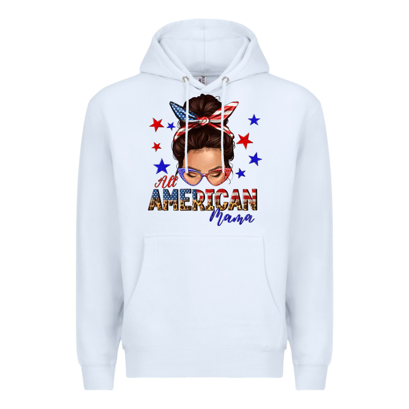 All American Mama Messy Bun Premium Hoodie by texasbilliewilder | Teevron