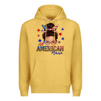 Antique Gold all american mama messy bun Premium Hoodie - texasbilliewilder