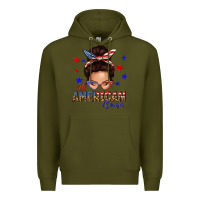 Army Green all american mama messy bun Premium Hoodie - texasbilliewilder