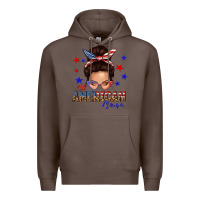 Coffee all american mama messy bun Premium Hoodie - texasbilliewilder
