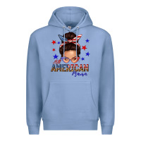 Colony Blue all american mama messy bun Premium Hoodie - texasbilliewilder