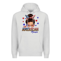 Dove Grey all american mama messy bun Premium Hoodie - texasbilliewilder