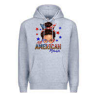 Heather Grey all american mama messy bun Premium Hoodie - texasbilliewilder