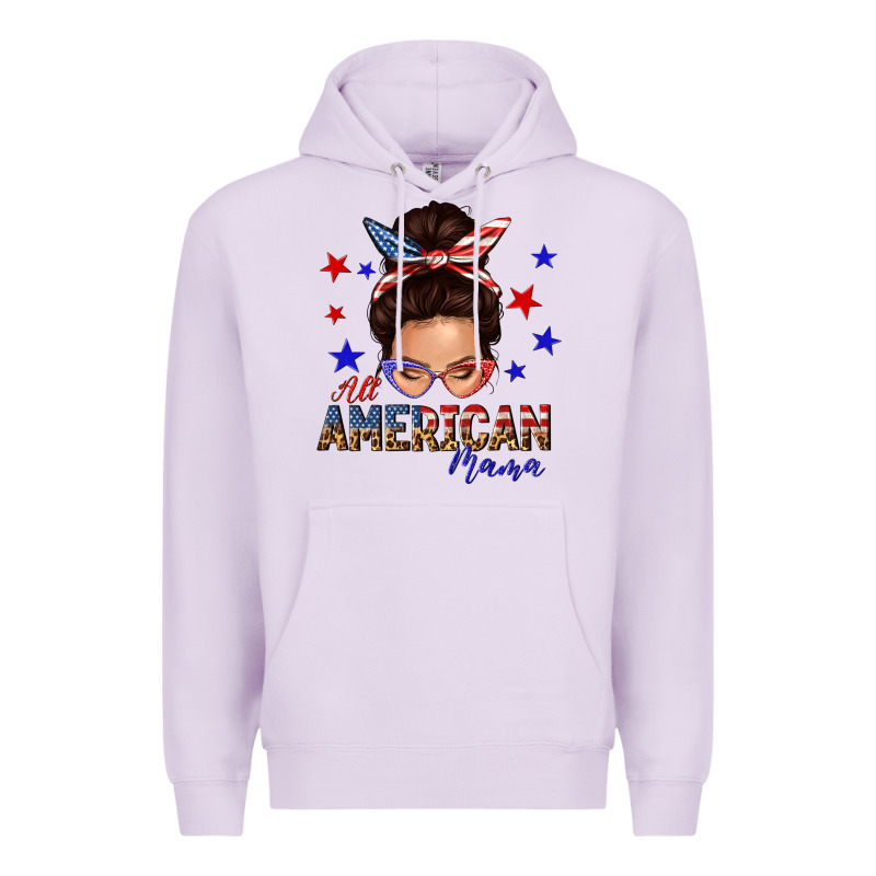 All American Mama Messy Bun Premium Hoodie by texasbilliewilder | Teevron