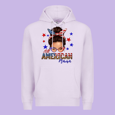 All American Mama Messy Bun Premium Hoodie Designed By Texasbilliewilder
