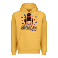 Mustard all american mama messy bun Premium Hoodie - texasbilliewilder