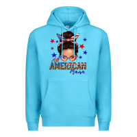 Ocean Blue all american mama messy bun Premium Hoodie - texasbilliewilder